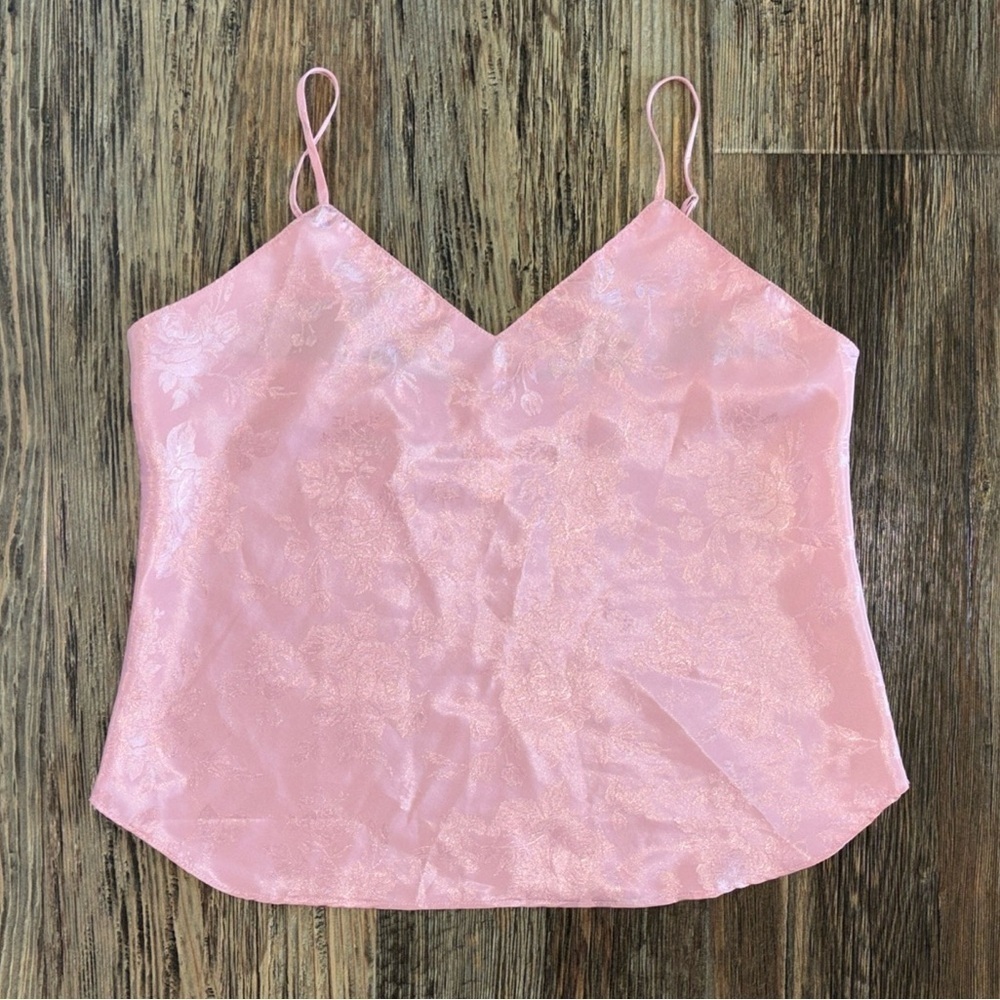 Pink Floral Brocade Camisole Cami Tank Top Size Small